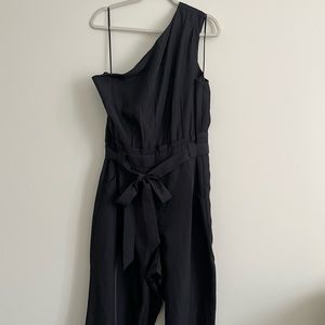 NTW Express Draped One Shoulder Belted Jumpsuit